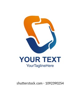 Creative abstract round square rotate vector logo design template element. Colored blue orange concept icon