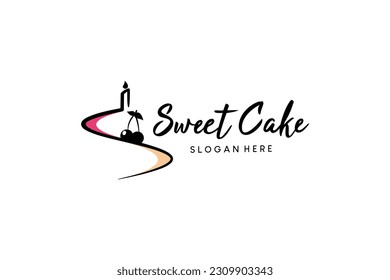 Creative abstract S letter sweet cake logo design with candle