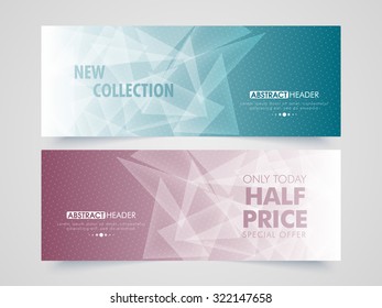 Creative abstract Sale website header or banner set with special discount offer for limited time.