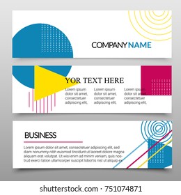 Creative Abstract Shapes Business Roll Up Banner flyer. Geometric style design template. Pink, blue and yellow. Brochure, Annual Report, Magazine,Poster, Corporate Presentation, Portfolio, Website