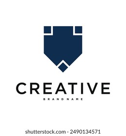 Creative abstract shield logo design. Premium Vector