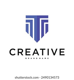Diseño creativo del logotipo del escudo abstracto. Vector Premium
