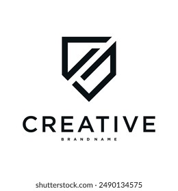 Creative abstract shield logo design. Premium Vector