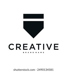 Diseño creativo del logotipo del escudo abstracto. Vector Premium