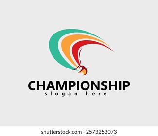 creative abstract shuttlecock in motion, logo design