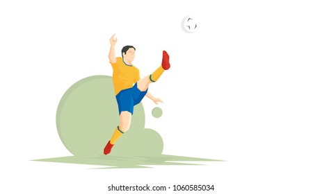 Creative abstract soccer player. Soccer Player Kicking Ball. Flat Vector illustration