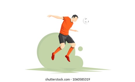 Creative abstract soccer player. Soccer Player Kicking Ball. Flat Vector illustration