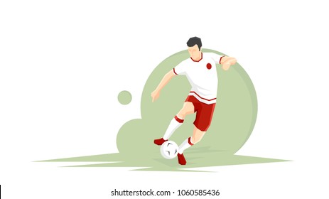 Creative abstract soccer player. Soccer Player Kicking Ball. Flat Vector illustration