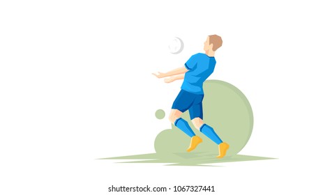 Creative abstract soccer player. Soccer Player Kicking Ball. Flat Vector illustration