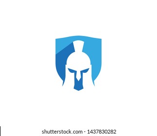 Creative Abstract Spartan Helmet Shield   Logo Design Vector Symbol Illustration
