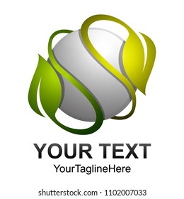 Creative abstract sphere leave vector logo design template element. Colored silver yellow green concept icon