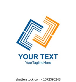 Creative abstract square geometric line vector logo design template element. Colored orange blue concept icon