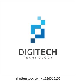 Creative Abstract Square Tech logo Pixel Design. Digital data box logo design Vector Stock template