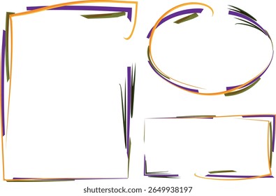 creative abstract stroke pattern sketchy frames set