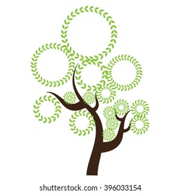 Creative abstract stylized tree. Solid and flat color design. Illustrated vector