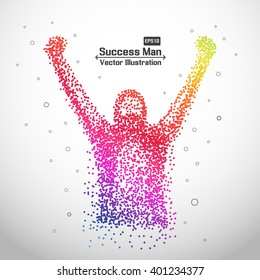 Creative abstract successful man from dot