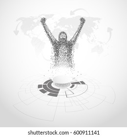 Creative abstract successful man from dot