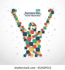 Creative abstract successful man from geometry