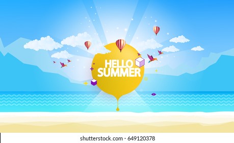 Creative Abstract Summer Landscape Vector, with Space for Your Text.
