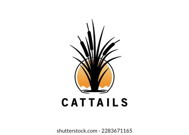 Creative abstract sunset cattail logo design