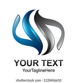 Creative abstract swoosh ribbon vector logo design template element. Colored silver blue concept icon