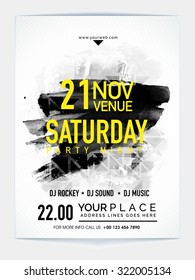 Creative abstract Template, Banner or Flyer design with date and time details for Saturday Party Night celebration.