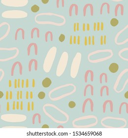 Creative abstract texture with different Brush Strokes. Vector seamless pattern with hand drawn ink shapes.