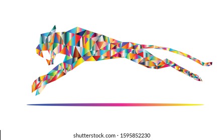 Creative Abstract Tiger Logo Design Illustration, Diamond Texture