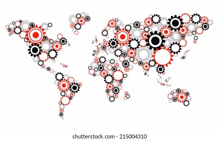 Creative Abstract Transparent Cogwheels World Map vector illustration - Powered by Shutterstock - Get 15% off with code: PIKWIZARD15