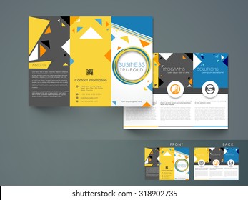 Creative abstract Trifold Brochure, Template or Flyer design with front and back side presentation for your Business.