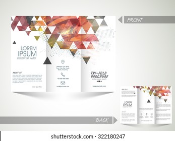 Creative abstract Trifold Brochure, Template or Flyer design with front and inner page presentation for your Business.