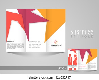 Creative abstract Trifold Brochure, Template o Flyer design with front and back side presentation for your Business. 