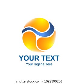 Creative abstract triple yin yang vector logo design template element. Colored orange concept icon