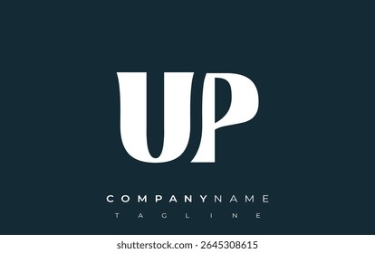 UP Creative Abstract Typography Logo Design. Elegant logo combining bold typography and creative shapes, ideal for branding and identity solutions.