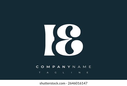 IE Creative Abstract Typography Logo Design. Elegant logo combining bold typography and creative shapes, ideal for branding and identity solutions.