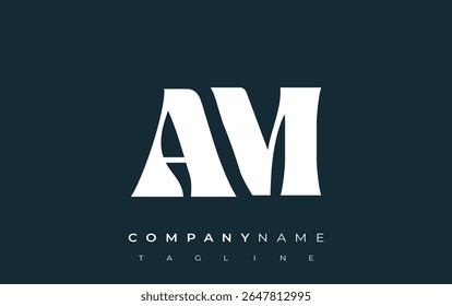 AM Creative Abstract Typography Logo Design. Elegant logo combining bold typography and creative shapes, ideal for branding and identity solutions.