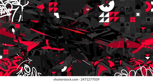 Creative Abstract Urban Street Art Graffiti Style Vector Collage Illustration Background Template