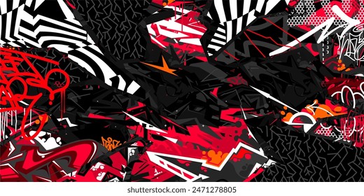 Creative Abstract Urban Street Art Graffiti Style Vector Collage Illustration Background Template