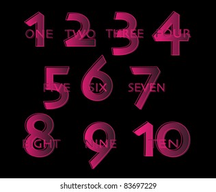 Creative Abstract Vector 1-10 Numbers Isolated on Black Background