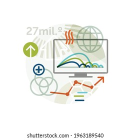 Ilustración creativa de arte vectorial abstracto en la publicidad de gráficos científicos. Las formas geométricas compilaron el concepto moderno. Temperatura de la plantilla presión solar presión de la tierra aumento del aire monitor pantalla de línea PDF