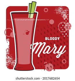 Creative abstract vector art drink bloody mary illustration design. Geometric shapes tomato juice spice concept create layout glass alcohol cocktail pour stir ingredients mix ice cube graphic outline