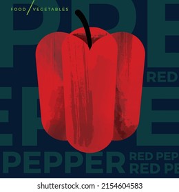 Creative abstract vector art illustration of a red pepper vegetable icon