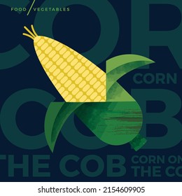 Creative abstract vector art illustration of a corn on the cob vegetable icon