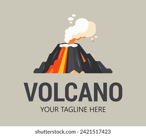 Creative abstract volcano logo. Power of nature concept. Mountain or hill sign.