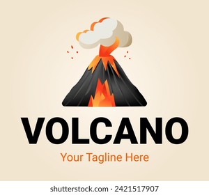Logo del volcán creativo abstracto. El concepto de poder de la naturaleza. Señal de montaña o montaña.