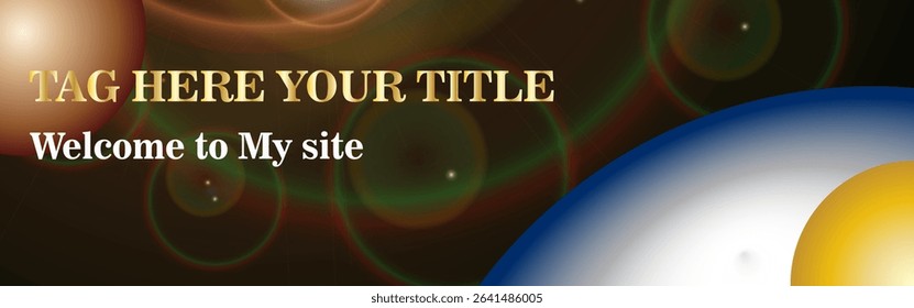 Creative abstract website banner design with lens flare background and text placeholder. Ideal for modern web headers, welcome screens, or landing pages in 4K resolution.