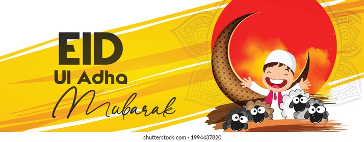 Creative abstract website header or banner design vector illustration for muslim festival eid ul adha. Happy Bakrid.