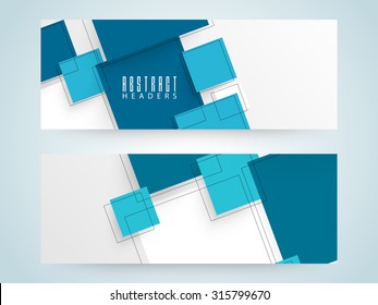 Creative Abstract website header or banner set in blue and white colors.