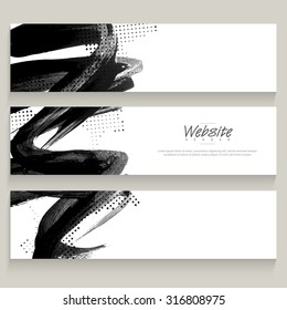 Creative abstract website header or banner set with black color stroke.