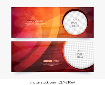 Creative Abstract Website Header Or Banner Set With Space To Add Image.